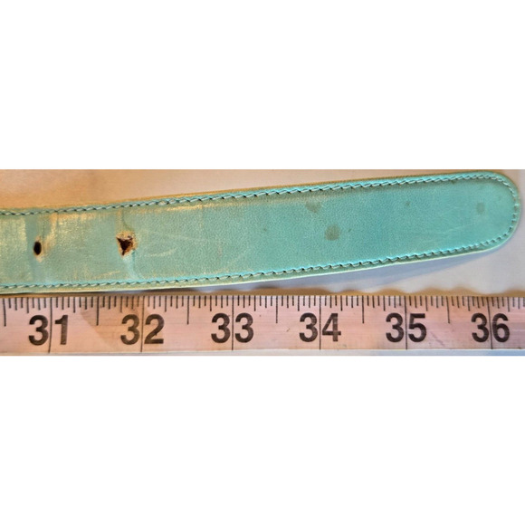 Vintage 80s ESCADA‎ Womens Belt Leather Sky Blue Silver Western Italy 40 Med/Lg main image 9